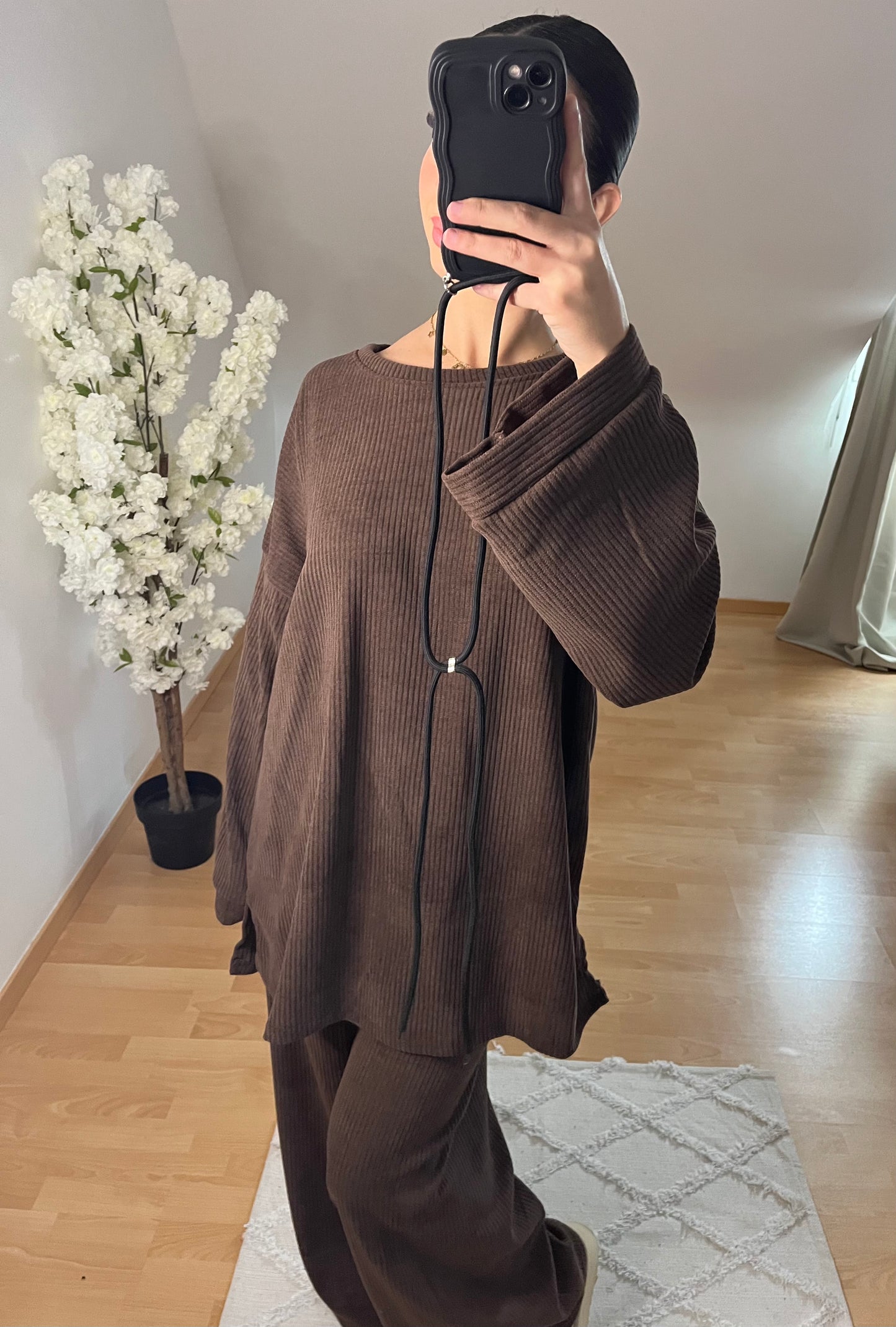 ensemble velours oversize marron