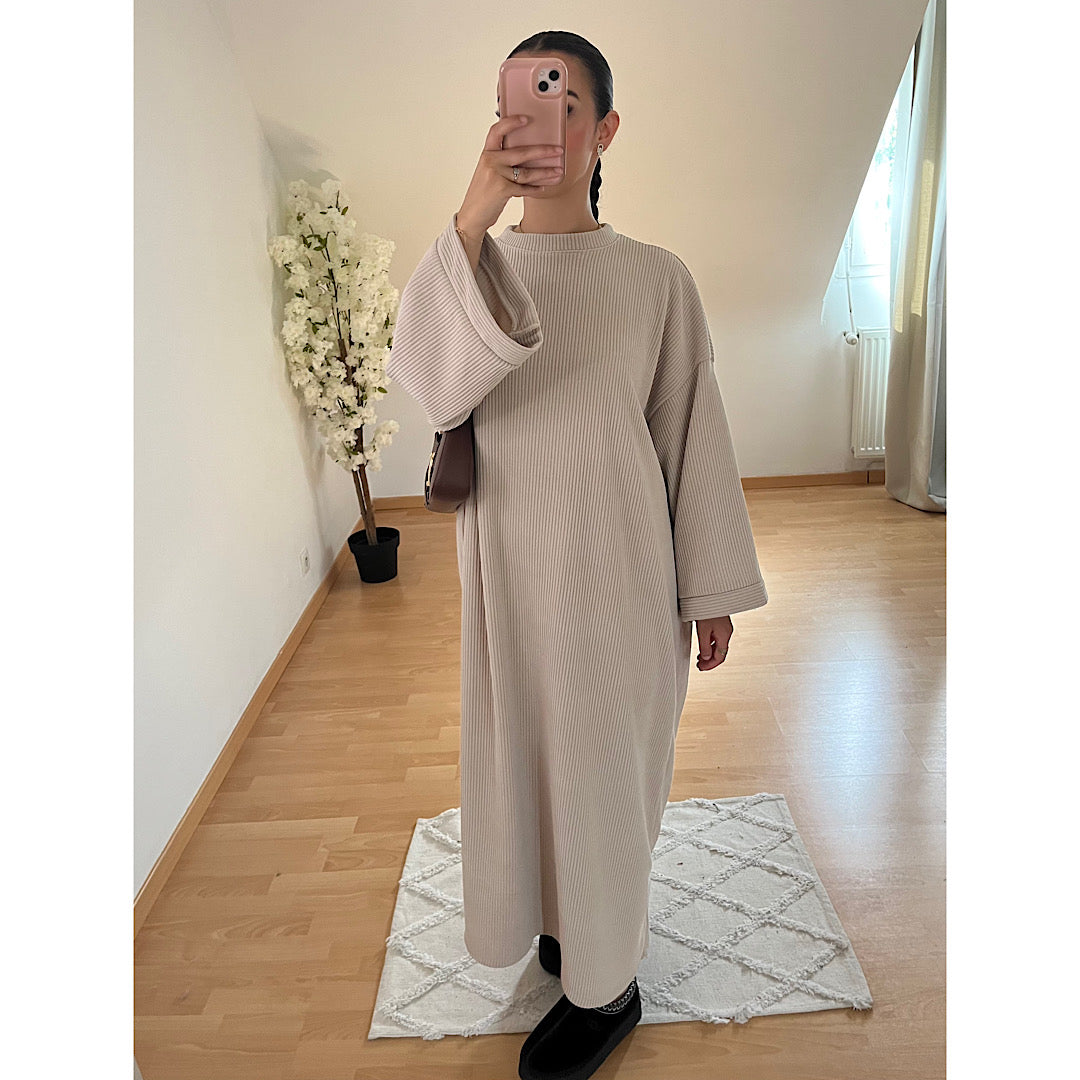 Robe façon velours beige