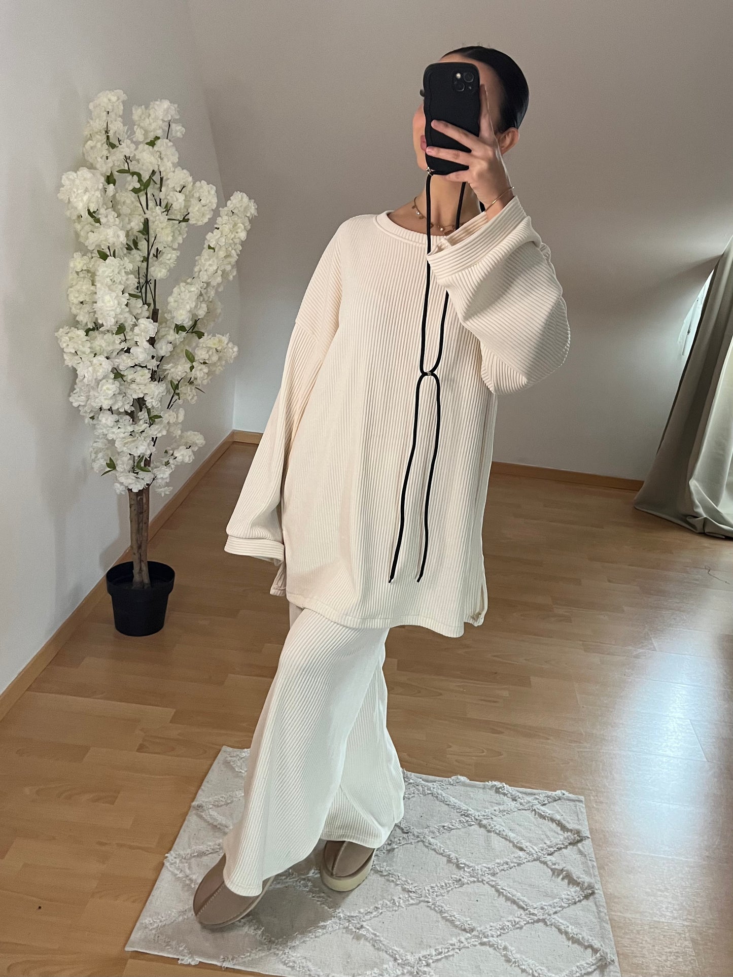 Ensemble velours oversize beige