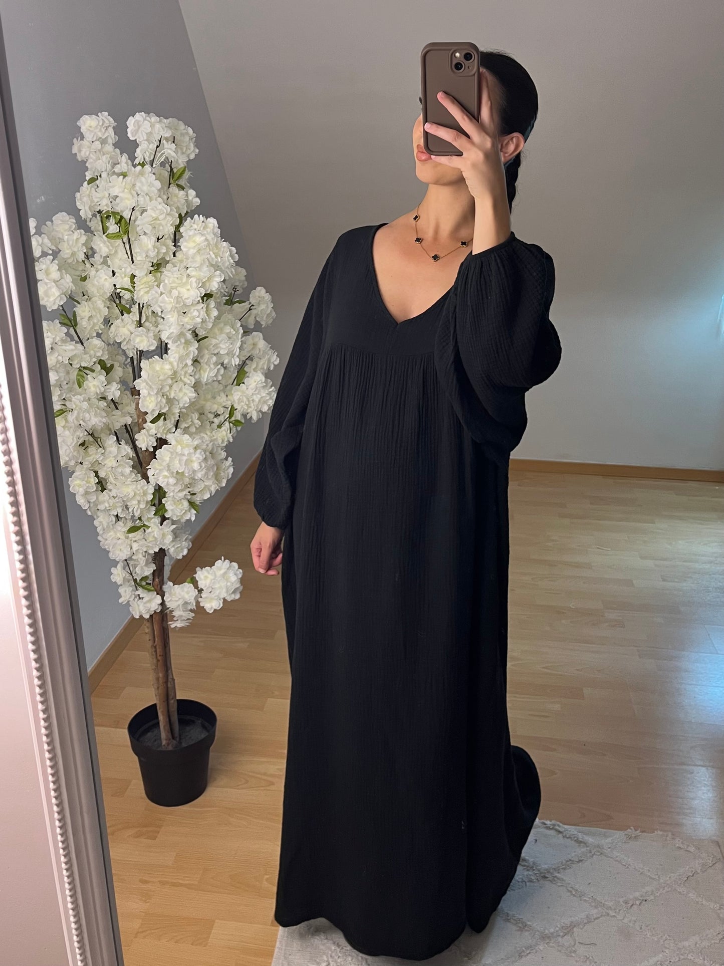 Robe gaz de coton noir