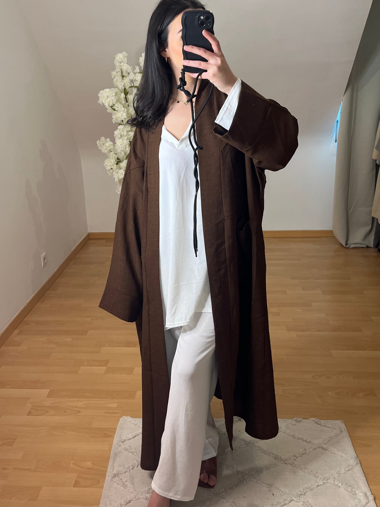 Kimono lin marron