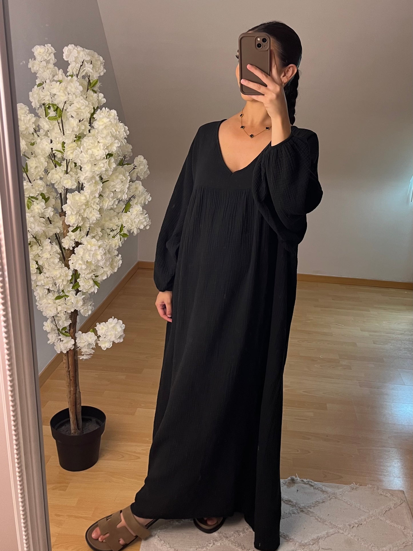 Robe gaz de coton noir