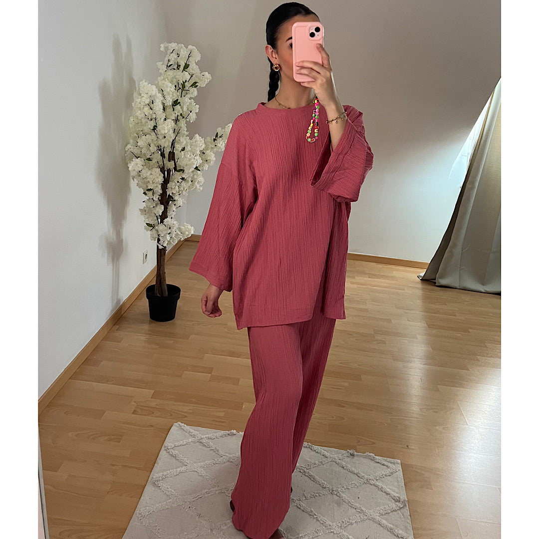 Ensemble oversize vieux rose