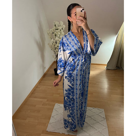 Robe kimono bleue
