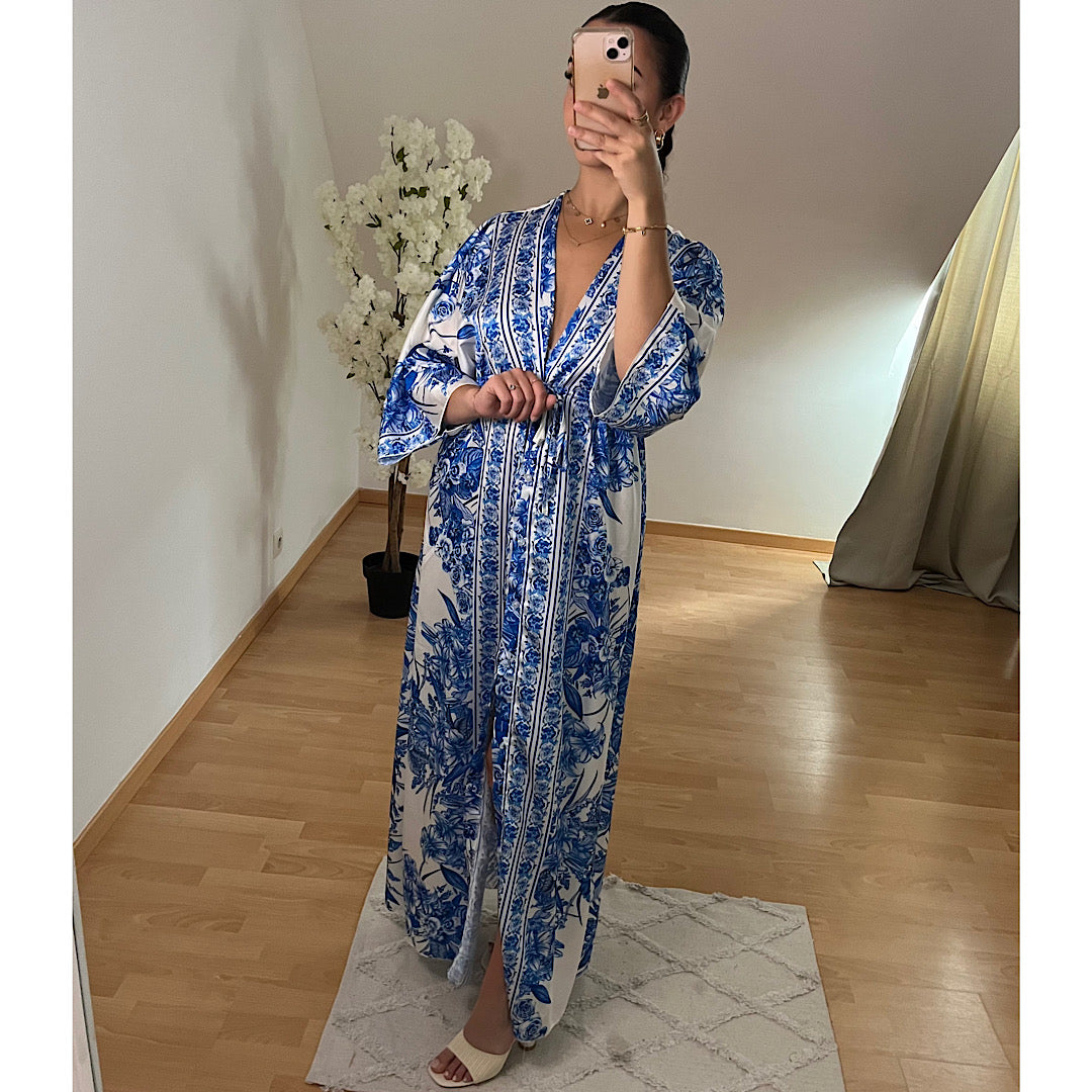 Robe kimono bleue