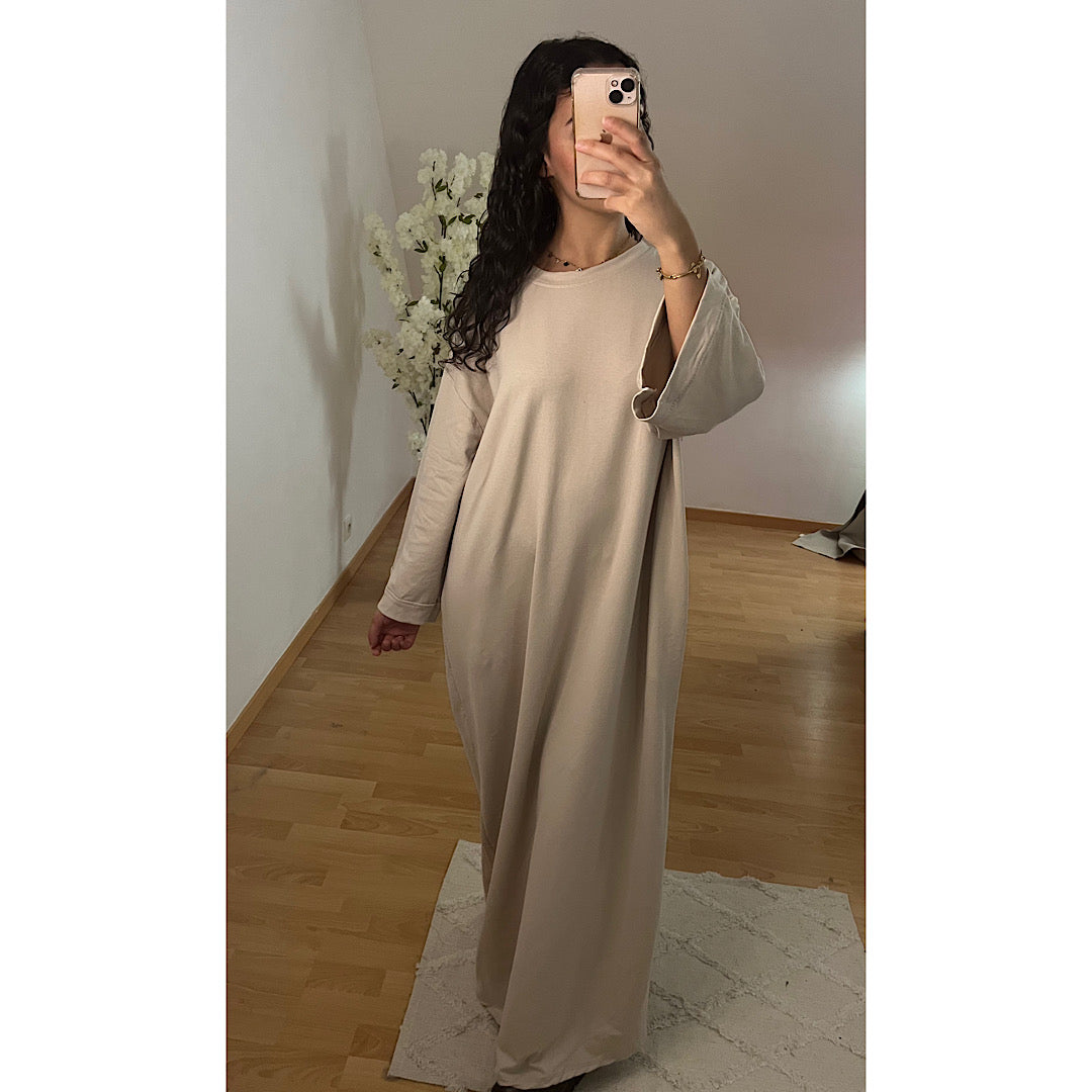 Longue robe en coton beige