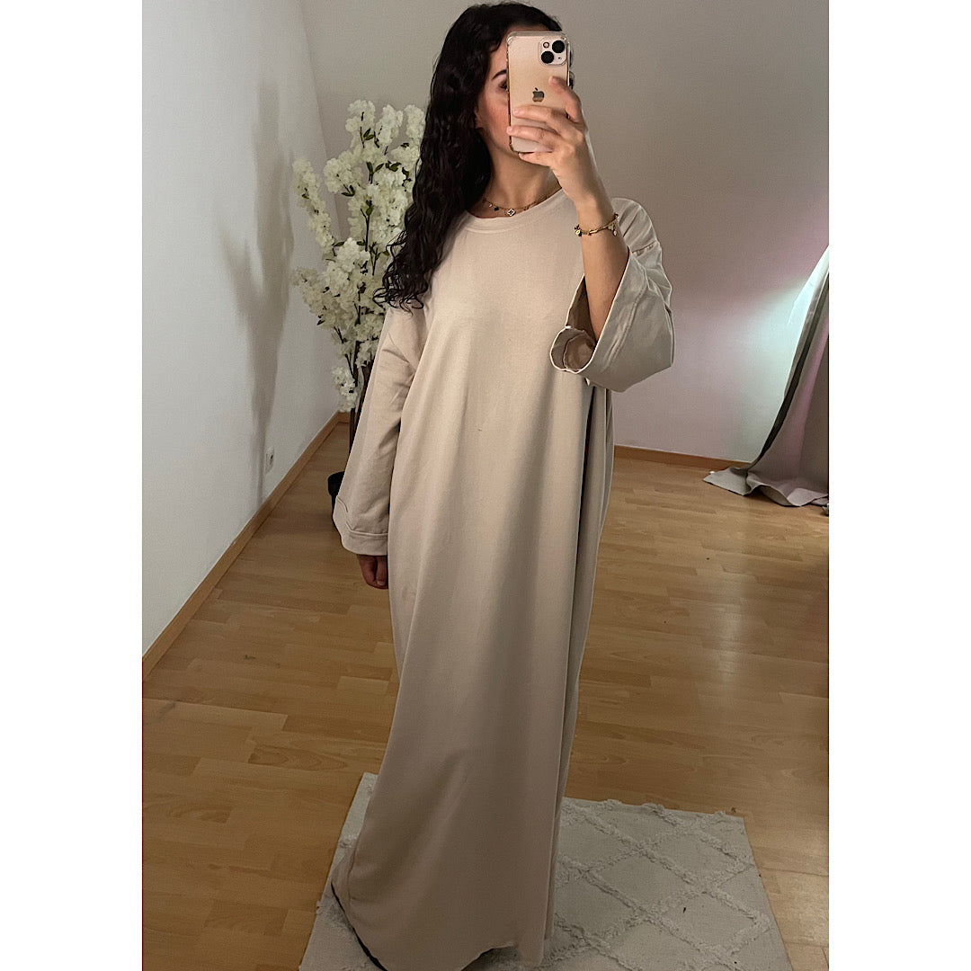 Longue robe en coton beige