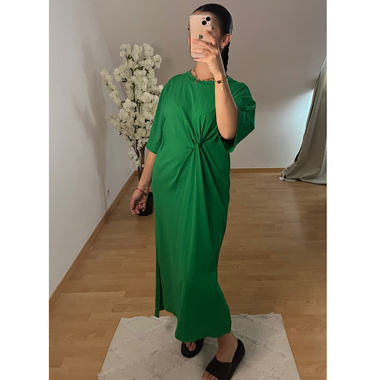 Robe nouée en coton verte