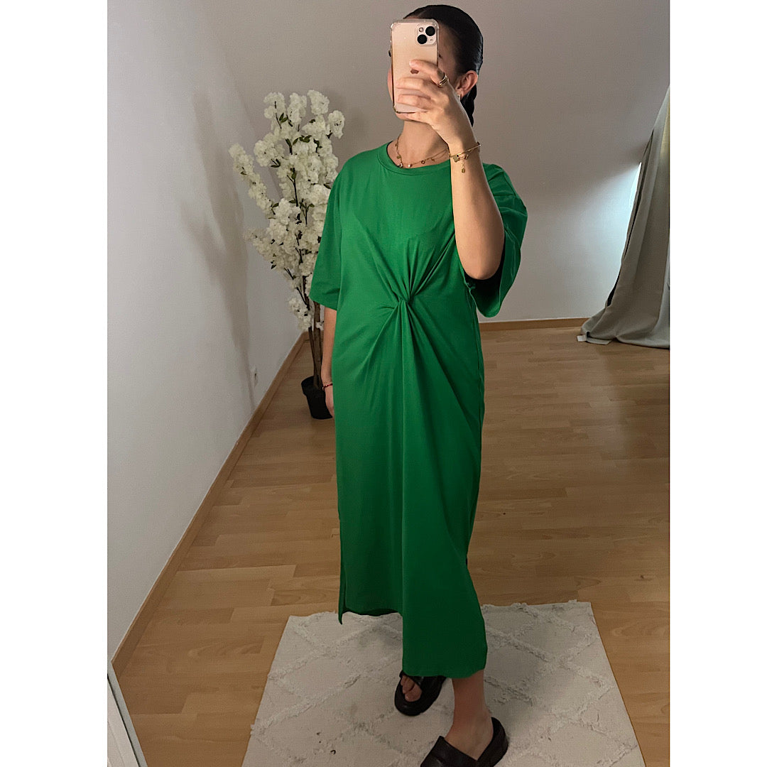 Robe nouée en coton verte