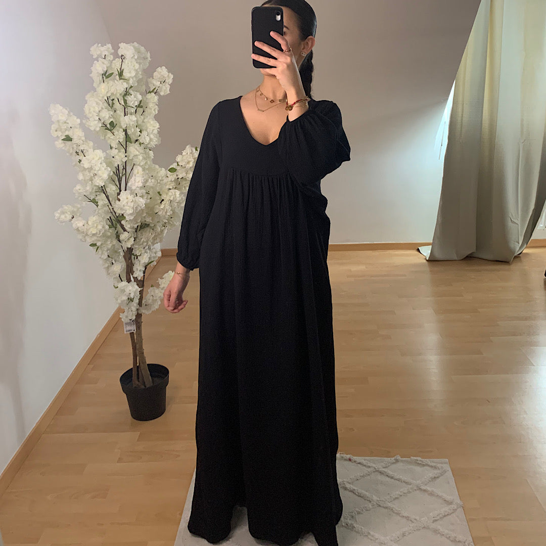 Robe en gaz de coton noir