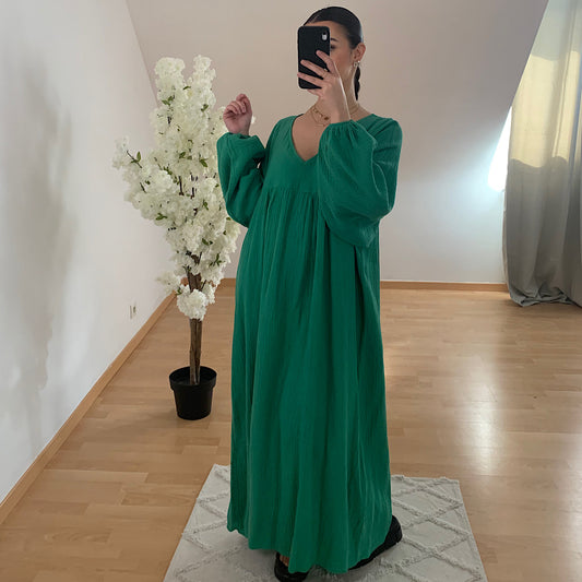 Robe en gaz de coton verte