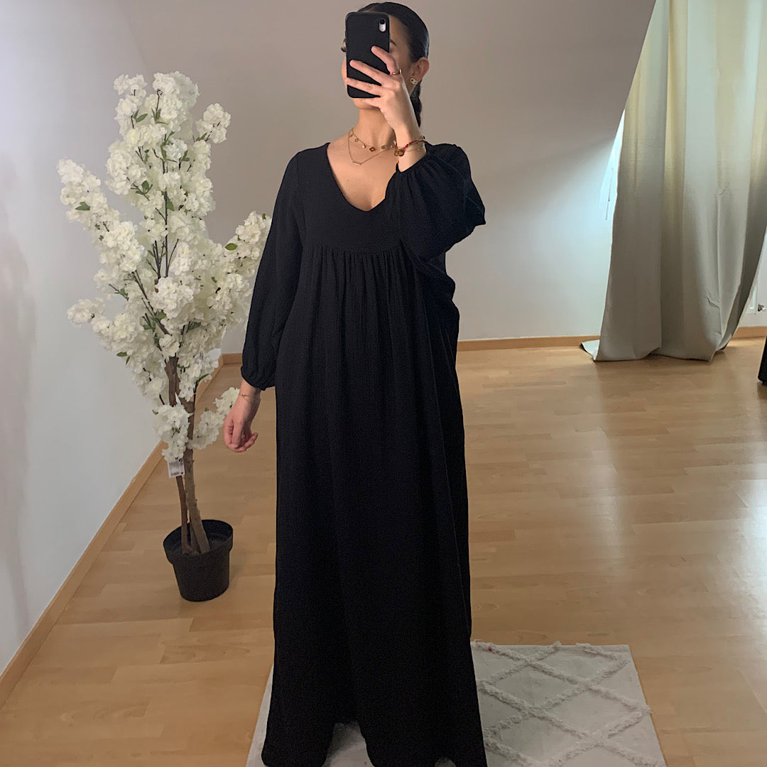 Robe en gaz de coton noir