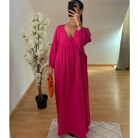 Robe en gaz de coton fushia